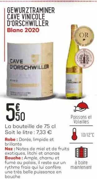 gewurztraminer cave vinicole d'orschwiller blanc 2020