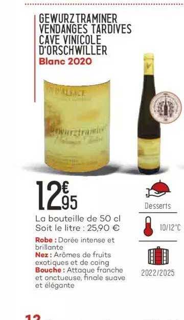 gewurztraminer vendanges tardives cave nicole d'orschwiller blanc 2020