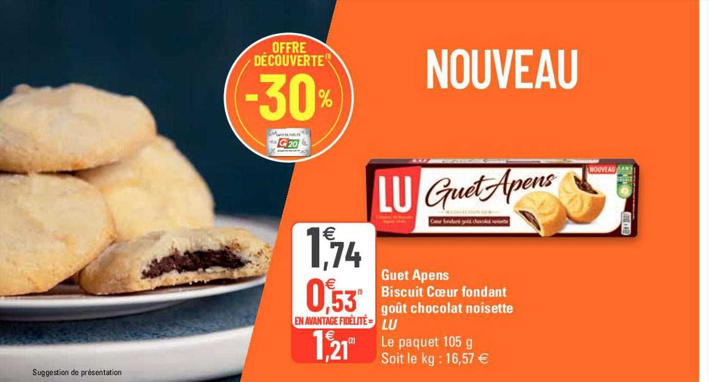 guet apens biscuit cœur fondant goût chocolat noisette lu
