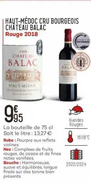 haut-médoc cru bourgeois château balac rouge 2018