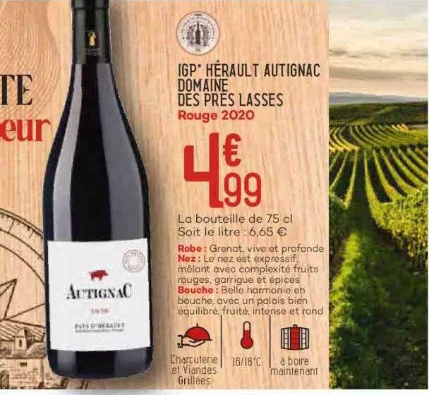 igp hérault autignac domaine des prés lasses rouge 2020
