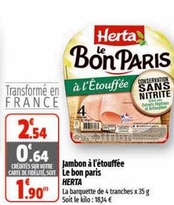 Jambon à L'étouffée Le Bon Paris Herta