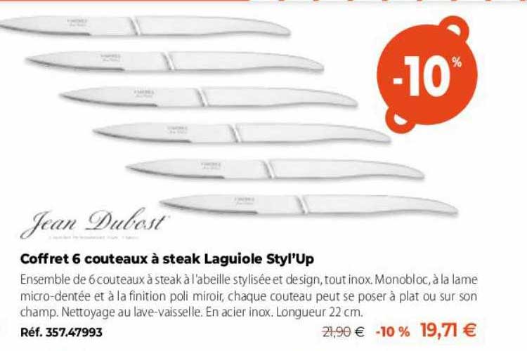jean dubost coffret 6 couteaux à steak laguiole styl'up