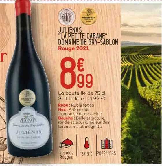 juliénas "la petite cabane" domaine de gry-sablon rouge 2021