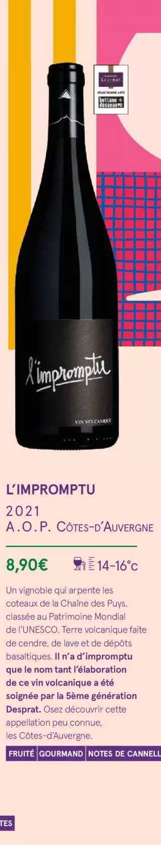 l'impomptu 2021 a.o.p. côtes-d'auvergne