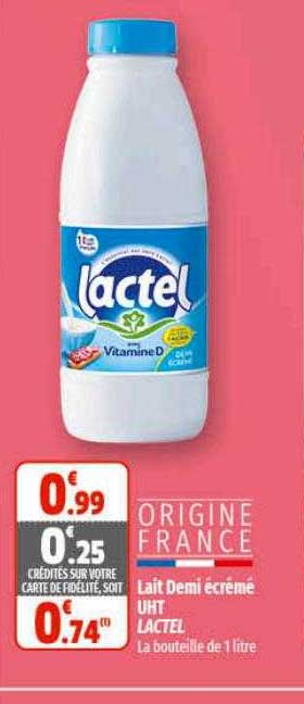 lait demi-écrémé uht lactel