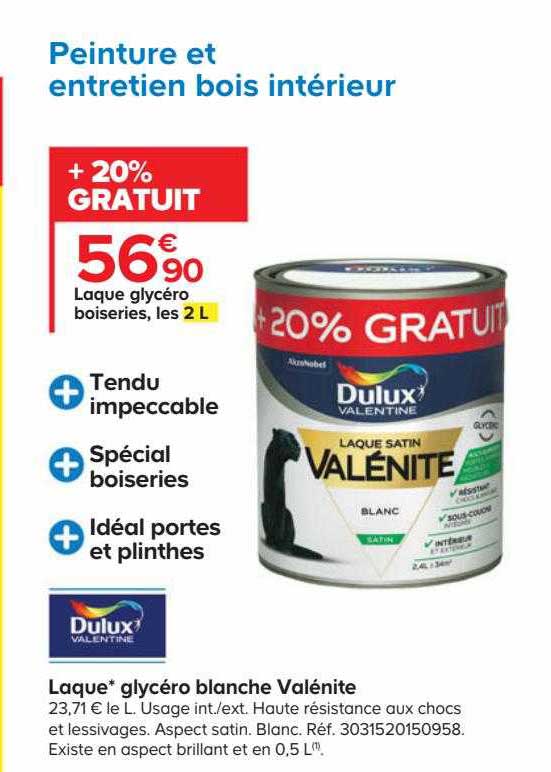 laque glycéro blanche valénite dulux