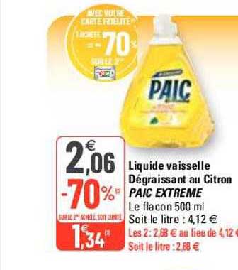 Liquide Vaisselle Dégraissant Au Citron Paic Extrême
