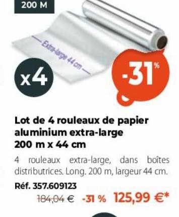 lot de 4 rouleaux de papier aluminium extra-large