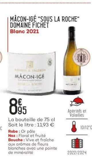 mâcon-igé "sous la roche" domaine fichet blanc 2021