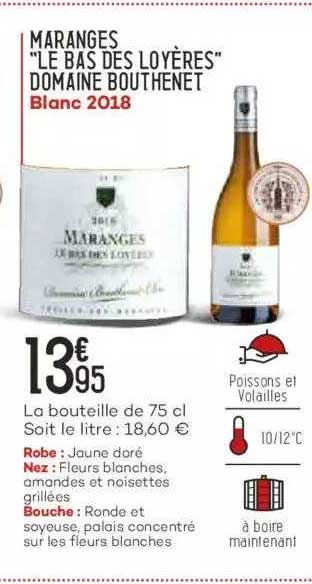 maranges "le bas des loyères" domaine bouthenet blanc 2018