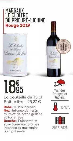 margaux le cloître du prieure-lichine rouge 2019