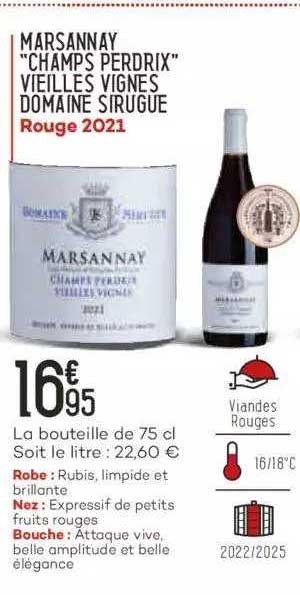 marsannay "champs perdrix" vieilles vignes domaine sirugue rouge 2021