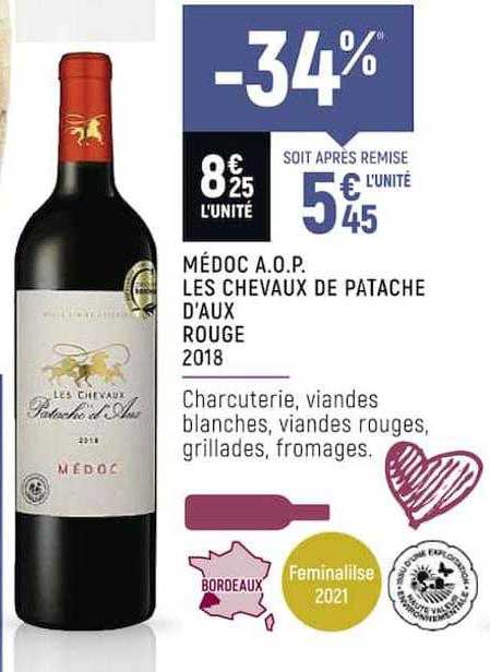 médoc a.o.p. les chevaux de patache d'aux rouge 2018