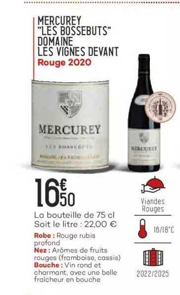 mercurey "les bossebuts" domaine les vignes devant rouge 2020