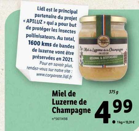 Miel De Luzerne De Champagne