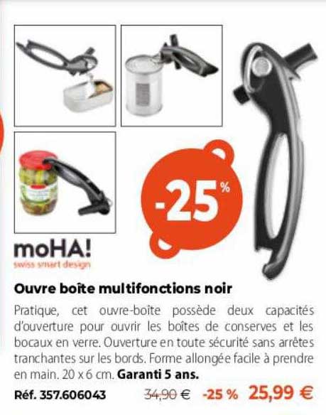 moha! ouvre boite multifonctions noir