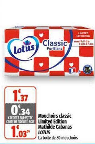 mouchoirs classic limited édition mathilde cabanas lotus
