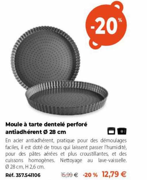 moule à tarte dentelé perforé antiadhérent