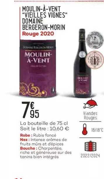 moulin-à-vent "vieilles vignes" domaine bergeron-morin rouge 2020