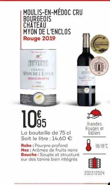 moulis-en-médoc cru bourgeois château myon de l'enclos rouge 2019