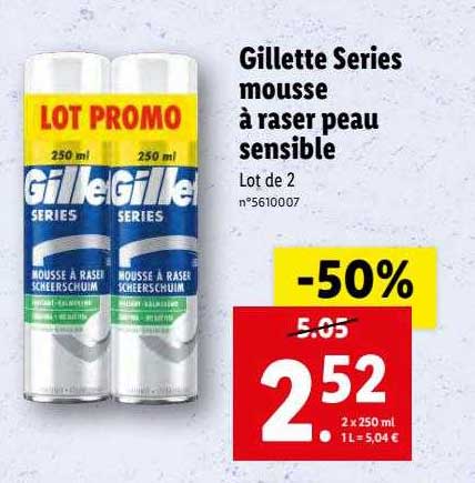 mousse à raser peau sensible gillette series