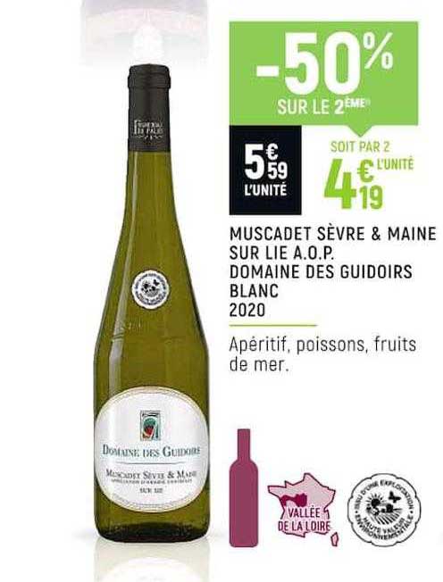 muscadet sèvre & maine sur lie a.o.p. domaine des guidoirs blanc 2020