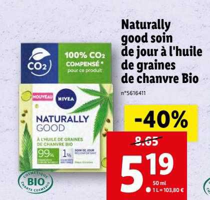 naturally good soin de jour à l'huile de graines de chanvre bio nivea