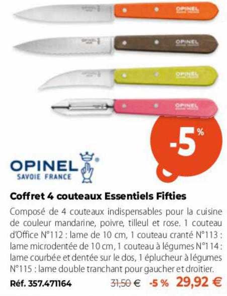 opinel coffret 4 couteaux essentiels fifties