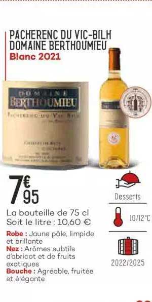 Pacherenc Du Vic-bilh Domaine Berthoumieu Blanc 2021