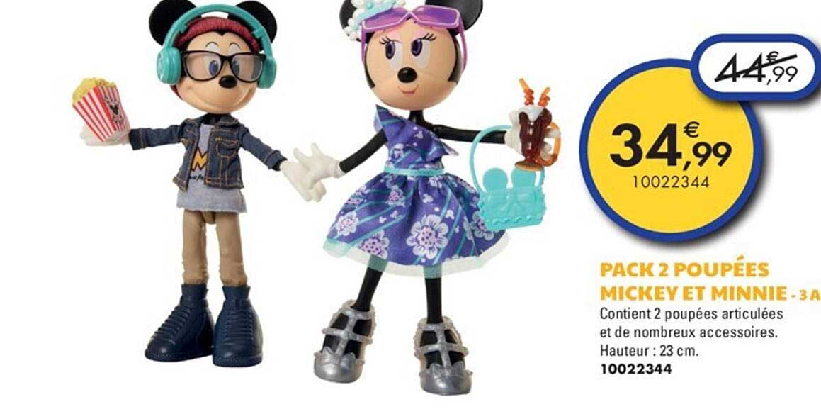 pack 2 poupées mickey et minnie - 3 ans