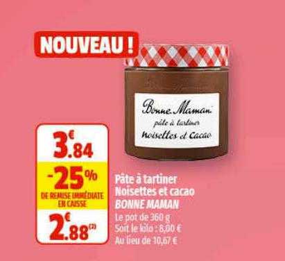 pâte à tartiner noisettes et cacao bonne maman