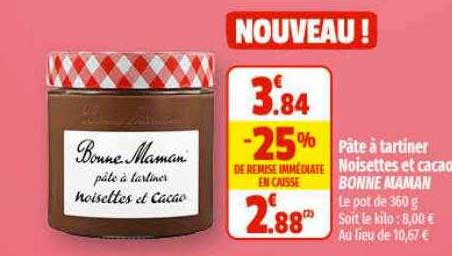 pâte à tartiner noisettes et cacao bonne maman