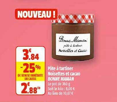 pâte à tartiner noisettes et cacao bonne maman