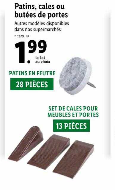 patins, cales ou butées de portes