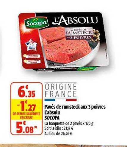 pavés de rumsteck aux 3 poivres l'absolu socopa