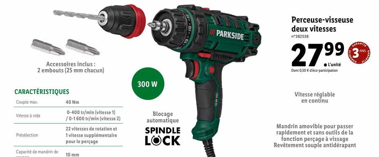 perceuse-visseuse deux vitesses parkside