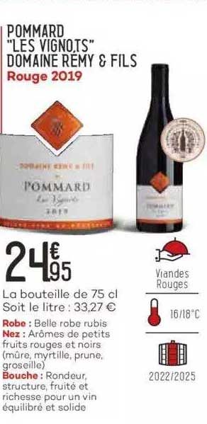pommard "les vignots" domaine remy & fils rouge 2019