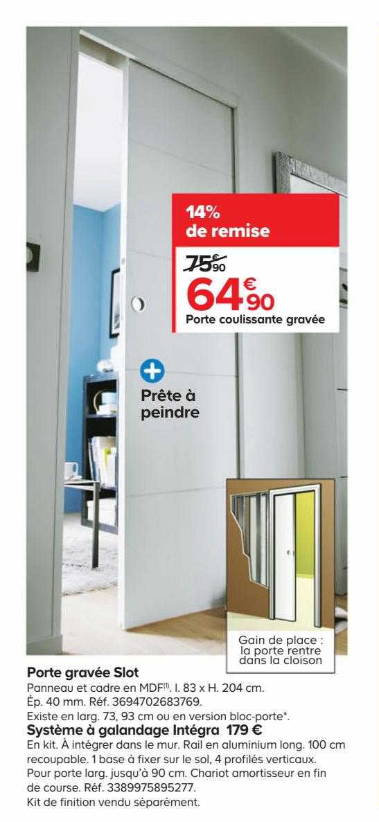 porte coulissante gravée slot