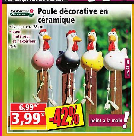 poule décorative en céramique powertec garden