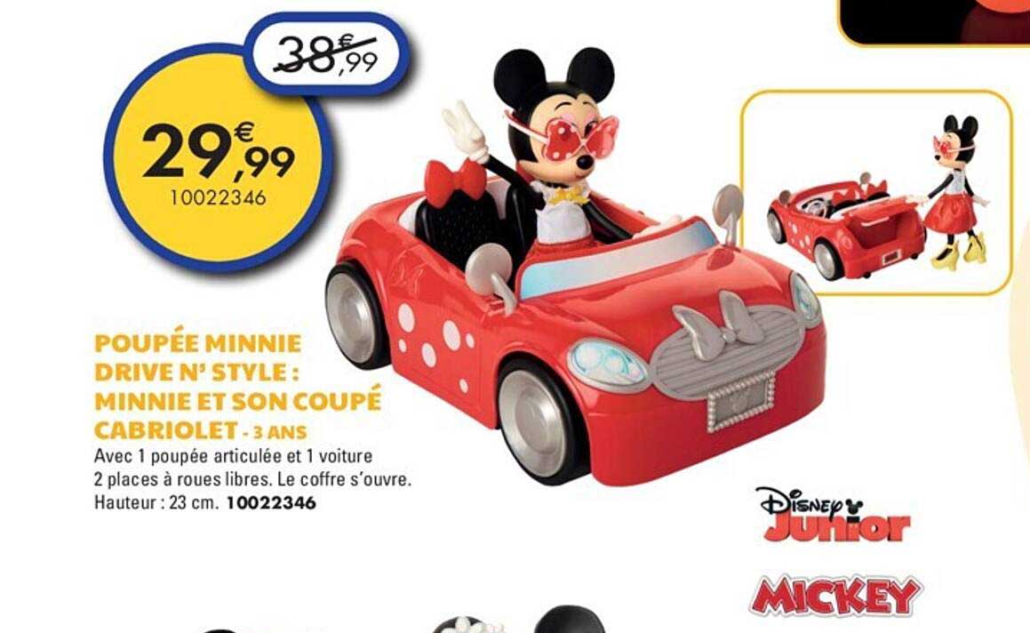 poupée minnie drive n'style : minnnie et son coupé cabriolet - 3 ans