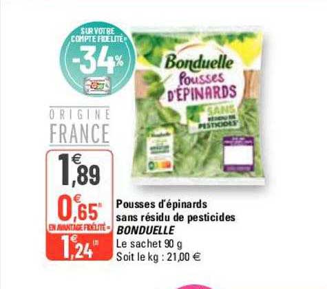 pousses d'épinards sans résidu de pesticides bonduelle