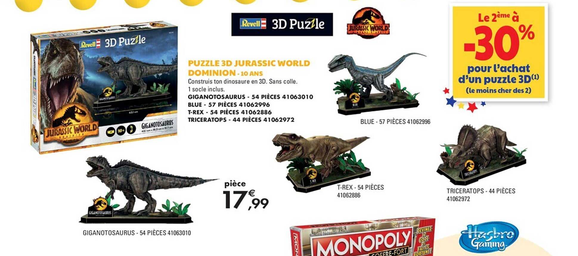 puzzle 3d jurassic world dominion - 10 ans