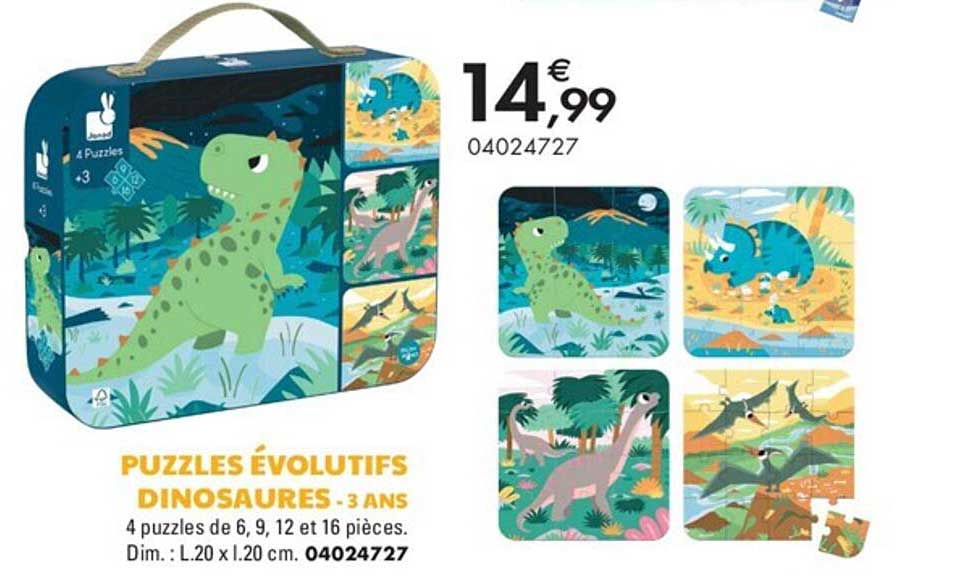 puzzles évolutifs dinosaures - 3 ans