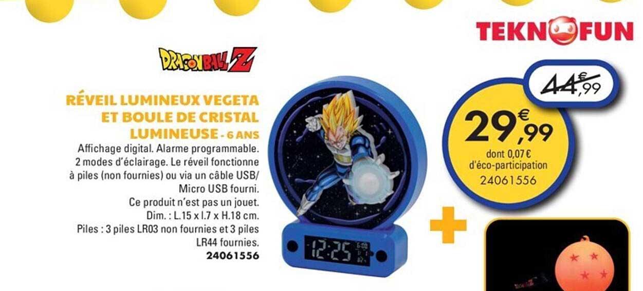 réveil lumineux vegeta et boule de cristal lumineuse - 6 ans