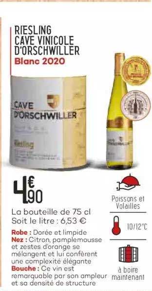 riesling cave vinicole d'orschwiller blanc 2020