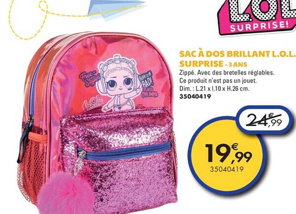 sac à dos brillant l.o.l. surprise - 3 ans