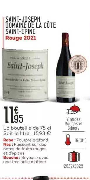 saint-joseph domaine de la côtes saint-epine rouge 2021