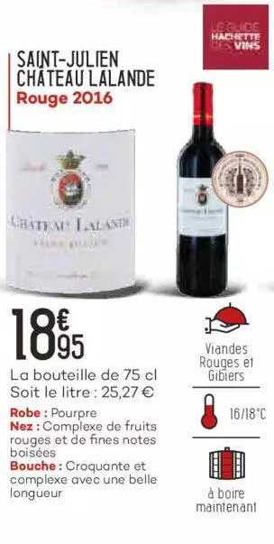 saint-julien château lalande rouge 2016