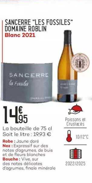 sancerre "les fossiles" domaine roblin blanc 2021
